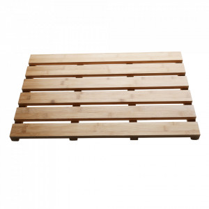 Covor antiderapant pentru baie, bambus natural lăcuit, 59x38x3 cm - TP272283