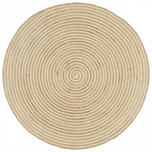 Covor lucrat manual cu model spiralat, alb, 150 cm, iuta - V133718V