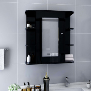 Dulap de baie cu oglinda, negru, 66 x 17 x 63 cm, MDF - V323602V