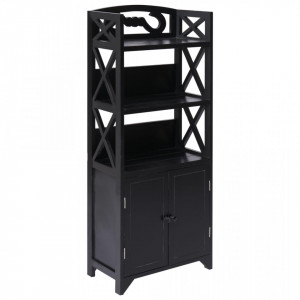 Dulap de baie, negru, 46 x 24 x 116 cm, lemn de paulownia - V284112V