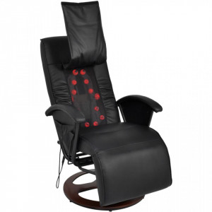 Fotoliu de masaj Shiatsu, negru, piele ecologica - V242508V