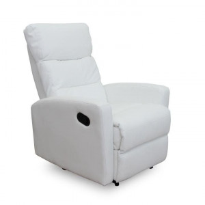 Fotoliu pentru relaxare, piele ecologică alb - TP127850