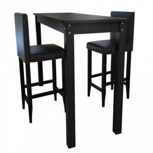 Masa bar cu 2 scaune Negru - V160727V