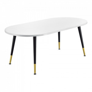 Masuta cafea, efect stejar alb mat lacuit/auriu - P71736456