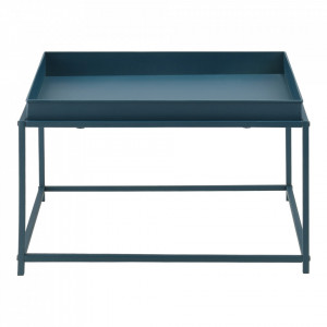 Masuta cafea Teltow DB, 36 x 59 x 59 cm, metal, rezistent la zgarieturi, albastru turcoaz mat, blat detasabil - P71742613