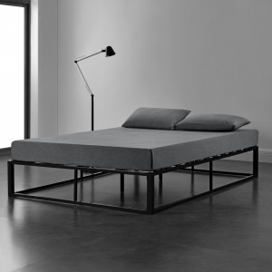 Pat cadru metalic, 203 x 143 x 30 cm, negru - P64042688