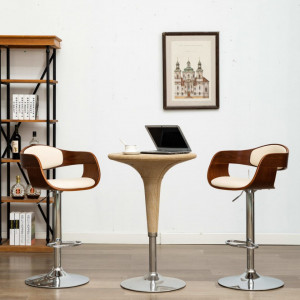 Scaun de bar, crem, lemn curbat si piele ecologica - V283118V