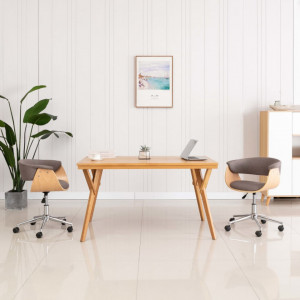 Scaun de birou pivotant, gri taupe, lemn curbat si textil - V3054835V