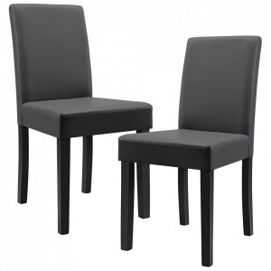 Scaune bucatarie tapitate, set 2 buc, gri inchis - P50436588