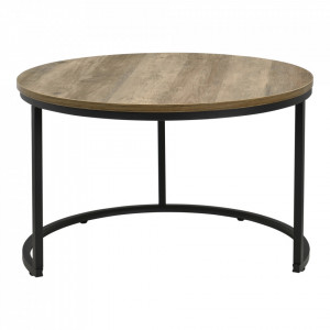 Set doua bucati masuta cafea Titanic, PAL/metal, negru/culoarea lemnului, marimi diferite - P66225100