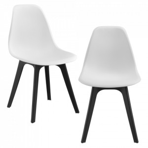 Set doua bucati scaune design Ama, 83 x 54 x 48 cm, plastic, alb/negru - P58452004