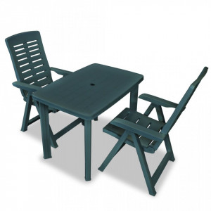 Set mobilier bistro, 3 piese, verde, plastic - V275078V