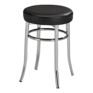 Taburet, scăunel, piele ecologică neagră, 40 cm - TP11018324