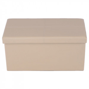 Taburet scăunel pliabil, piele eco maro, 76x38x38 cm - TP191896