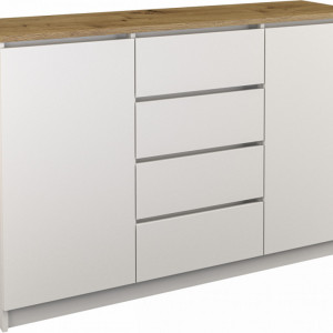 TECOA-AR104 - Comoda 120 x 40 x 98 cm, Alb-Stejar Artisan