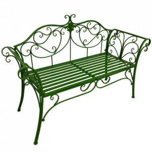 Bancă, băncuţă de grădină, verde, 134x51x89 cm - TP263607