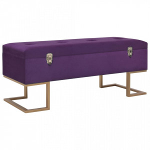 Bancheta cu un compartiment de depozitare violet 105cm catifea - V247572V