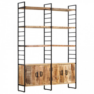 Biblioteca cu 4 rafturi, 124x30x180 cm, lemn de mango nefinisat - V284418V