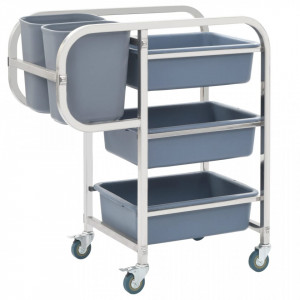 Carucior de bucatarie cu recipiente din plastic, 87x43,5x92 cm - V50918V