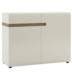 Comodă 109,5x42x86,5 cm, alb lucios și sonoma truflu - TP22319