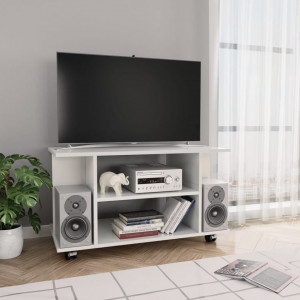Comoda TV cu rotile, alb foarte lucios, 80 x 40 x 40 cm, PAL - V800195V