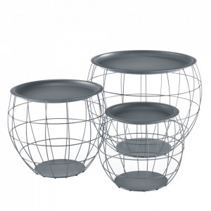 Cosuri metalice living, masuri diferite cu blat detasabil, gri - P67952572