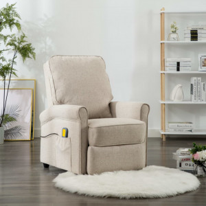 Fotoliu de masaj rabatabil, crem, material textil - V248669V