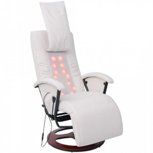 Fotoliu de masaj Shiatsu, alb, piele ecologica - V242509V