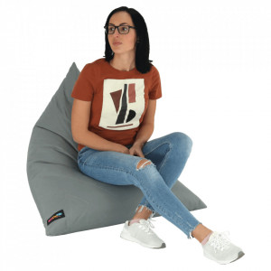 Fotoliu tip sac, material textil gri deschis, 90x110x90 cm - TP244337