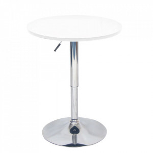 Masă de bar cu înălţime reglabilă, alb, diametru 60 cm - TP233882