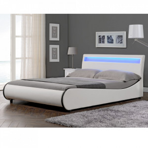 Pat tapitat cu LED 180x200 cm, alb - P49148326