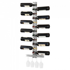 Raft suport pentru sticle cu vin Pfalz 100, 55 x 35 x 7 cm, otel inoxidabil, argintiu, pentru 12 sticle si cu suport pentru 4 pahare - P71830188
