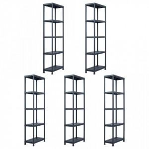 Rafturi de depozitare 5 buc. negru 60x30x180 cm plastic 125 kg - V276258V