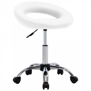 Scaun de lucru pivotant, alb, piele ecologica - V323663V