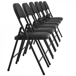 Scaune birou, set 6 buc, piele sintetica, negru - P49801952