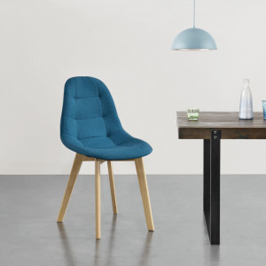 Scaune bucatarie, set 4 buc, poliester/ fag, albastru - P76645443