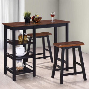 Set mobilier de bar, 3 piese, MDF, negru - V245363V