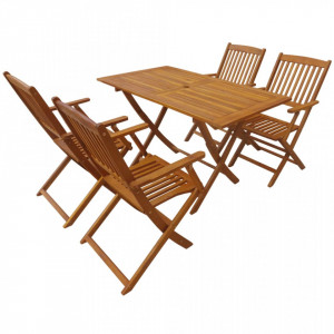 Set mobilier de exterior pliabil, 5 piese, lemn masiv de acacia - V44056V