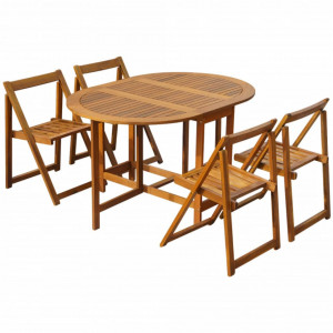Set mobilier de exterior pliabil, 5 piese, lemn masiv de acacia - V45594V