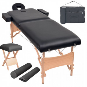 Set taburet si masa masaj pliabila 2 zone, 10 cm grosime, negru - V110155V