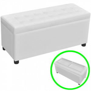 Taburet de depozitare, piele artificiala, alb - V242406V