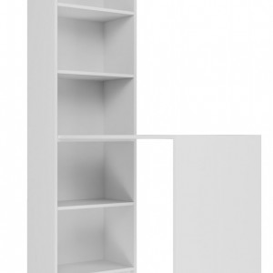 TEBIA114 - Birou cu rafturi, 125x 50 x 181 cm, Alb, PAL