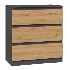 TECOAN-AR101 - Comoda, 70 x 40 x 77 cm, Antracit-Stejar Artisan, PAL