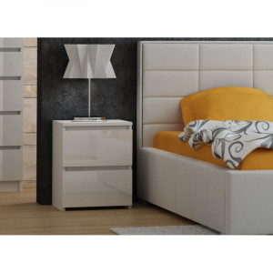 TENO7 - Set 2 Noptiere, 30x30 cm, cu 2 sertare pentru dormitor - Alb, Sonoma, Maro, Maro-Alb, Sonoma-Alb, Alb-Lucios, Negru-Lucios