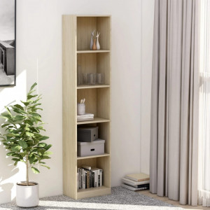 Biblioteca cu 5 rafturi, stejar Sonoma, 40 x 24 x 175 cm, PAL - V800849V