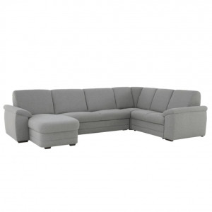 Colţar în formă de U, material textil gri, model stânga, 330x88x215/153 cm - TP198755