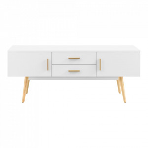 Comoda TV cu 2 usi si 2 sertare, alb - P72230929