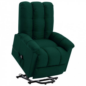 Fotoliu rabatabil cu ridicare verticala, verde inchis, textil - V321386V