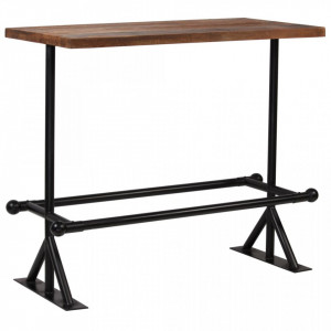 Masa de bar, lemn masiv reciclat, maro inchis, 120x60x107 cm - V245383V