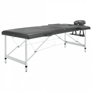 Masa de masaj cu 2 zone, cadru aluminiu, antracit, 186 x 68 cm - V110174V